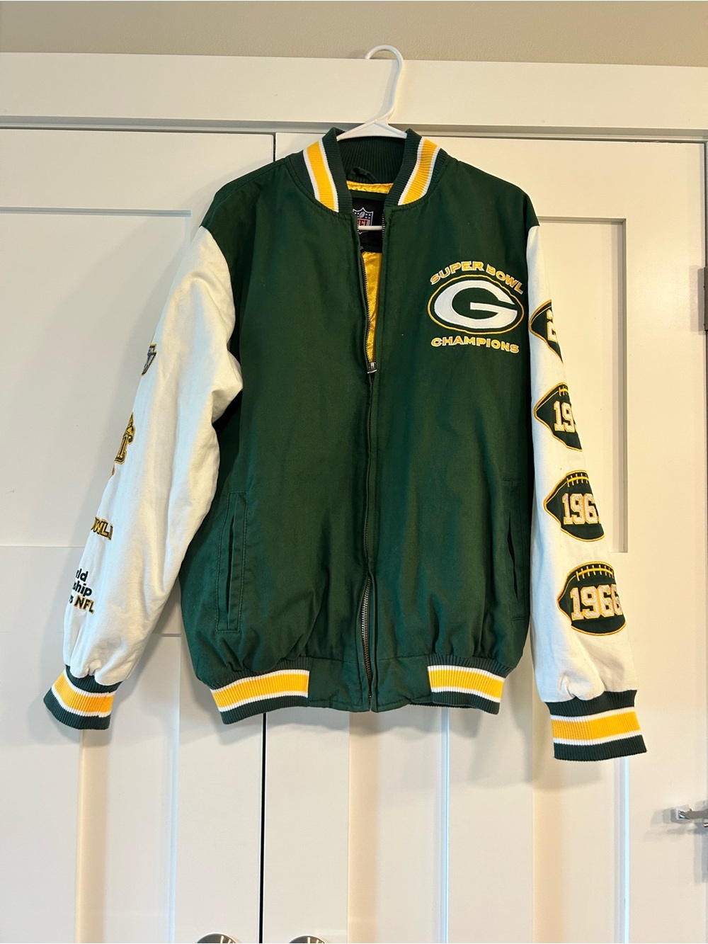 NFL Green and Yellow Quilted Lined Team Jacket